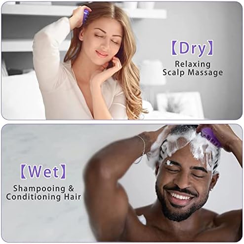 Escova de massager de couro cabeludo roxo com cerdas de silicone suaves para cuidados com o couro cabeludo