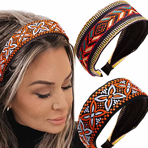 Bandas de cabeça largas coridy alongam bandas de cabelo boho bordados bordados de cabelo africano de aro