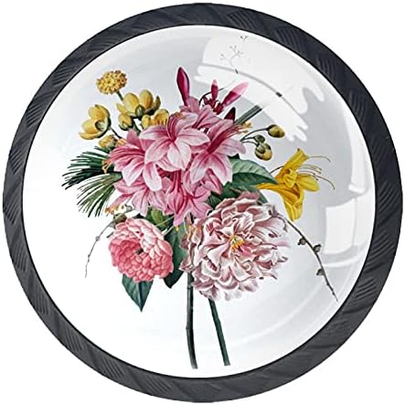 Kaido Flor Floral Spring Pattern Leans 4 peças botão de armário redondo com parafusos adequados