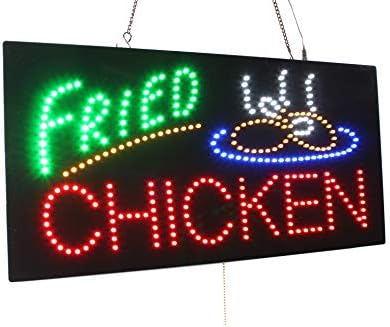 Signo de frango frito, sinalização de topking, neon LED Open, loja, janela, loja, negócios, exibição,