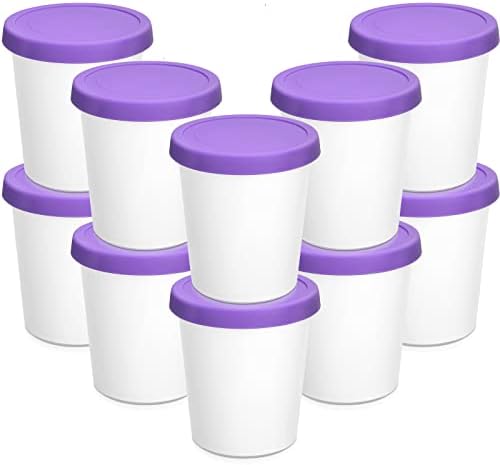 Mumufy 10 PCs Recipientes de sorvete com tampas 1 quart Tubs de armazenamento de congelador Tubs de sorvete