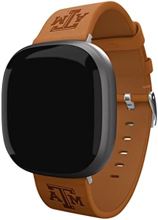 Affinity Bands Texas A&M Aggies Premium Leather Watch Band compatível com Fitbit Versa 3 e Sense