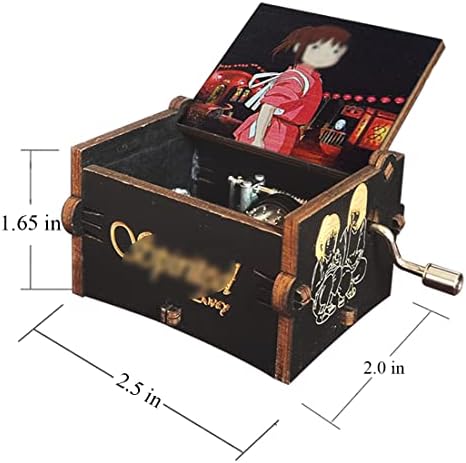 Caixa de música de Spirited Away, caixa de música com manivela de madeira, brinquedos de madeira para fãs
