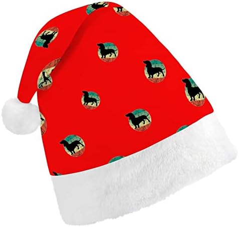 LOUTO DACHSHUND DACHSHUND CHAPA DE NATAL FONDRES Papai Noel Hats Plush Short com punhos brancos para suprimentos
