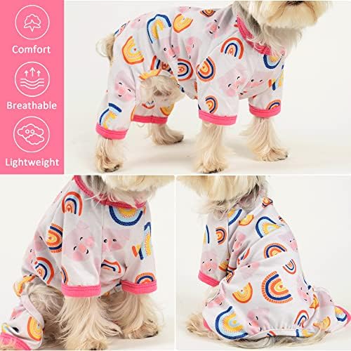 Pijama de cachorro, cachorro rosa PJS Spring Doggie macacão de verão Pet Jammies Dog Roupos para pequenos