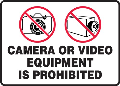 ACCUFORM MASE505VP PLÁSTICA SILHO DE SEGURANÇA, Câmera ou equipamento de vídeo é proibido com gráfico, 10 comprimento