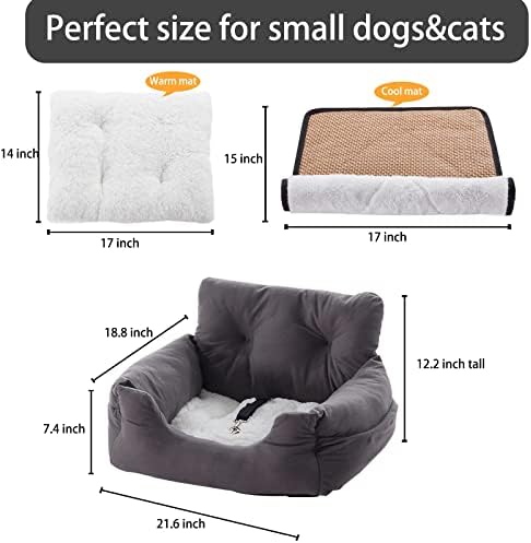 Urgvanz Pet Dog Car Seats para cães pequenos, assento de carro cinza para cães, assento de carro lavável,