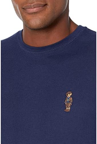Polo Ralph Lauren Polo Urso Midweight Waffle Sleeve Sleeve Sleepwear Crew Cruise Navy Heritage Icon Bear LG