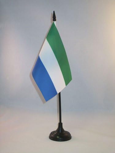 AZ FLAND SIERRA LEONE Bandeira 4 '' 'x 6' ' - Sierra Leonese bandeira de mesa 15 x 10 cm - Beck de