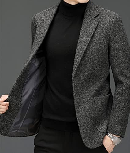 Men Casual Wool Blend Suit Blazer Herringbone Tweed Jaqueta de negócios de dois botões