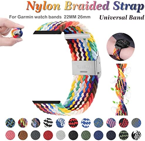 Adaara Braided Nylon Watch Bands com fivela elástica para Garmin Fenix ​​7 7x 6 6x Pro 5x 5 3HR 945 S60