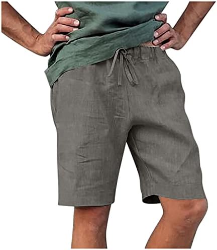 Bermuda de linho de algodão Beuu para homens, Shorts de Cargo de Cargo de Summer Shorts Athletic Athletic