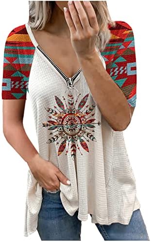 Camisa da blusa do pescoço para mulheres de etono do verão de mulheres curto algodão graphic waffle