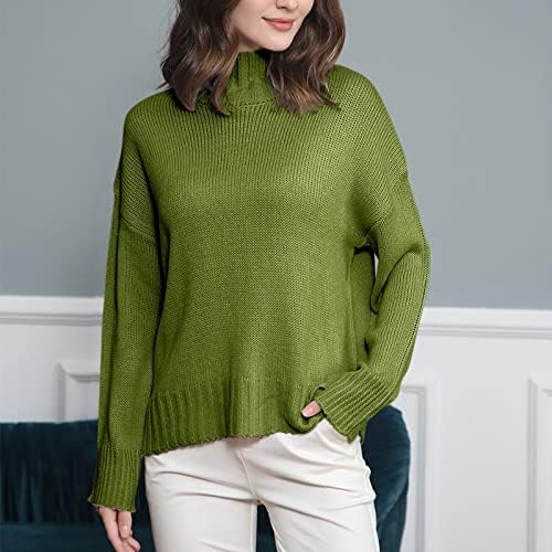 Sweater feminino Moda casual casual de mangas compridas tricô de suéter de cor sólida suéter