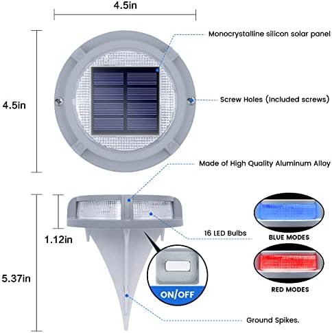 Luzes de deck solar Siedinlar 2 Modos 16 LEDS marcadores de entrada de automóveis Dock Solar leve à