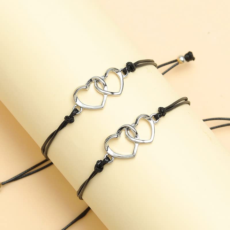 Casais Presentes de pulseira para namorada namorado 2 Bracelets de coração correspondentes para o presente de Natal