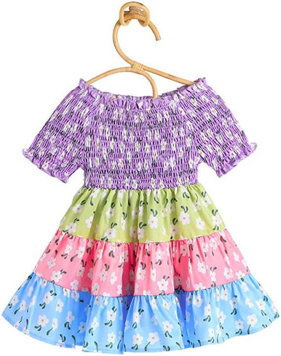 Kagayd Girls Princess Dress Girller Girls Meninas curta Cartoon Floral Prints Summer Beach Sundress Dresses