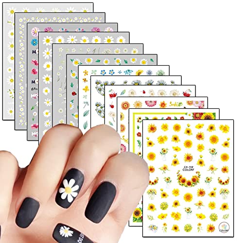 12 lençóis Flowers Nail Art Stickers com 8 lençóis adesivos de arte de unhas douradas