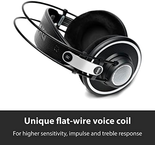 Akg Pro Audio K702 Over-Ear, Open-Back, Flat-Wire, fones de ouvido de estúdio de referência, preto