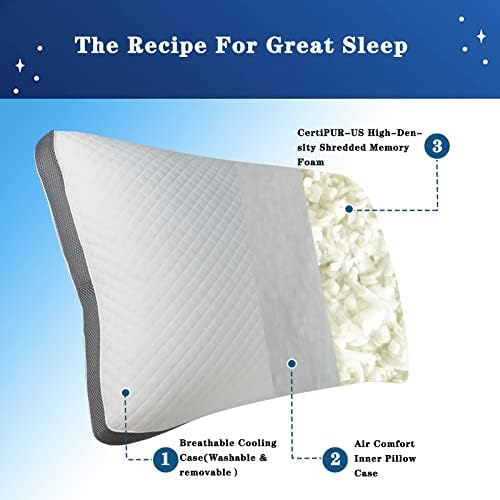 Homuno Refrigere o travesseiro de espuma de memória de travesseiro para dormir Size/King Size, estômago e dormentes,