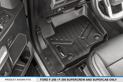 Smartliner Floor tapetes 2 linhas Definir preto compatível com 2017-2022 compatível com Ford F-250/F-350