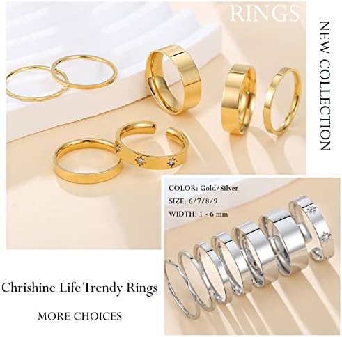 Rings de Chrishine Life Dainty para mulheres meninas adolescentes Anéis empilháveis ​​Conjunto Eternity Baia de