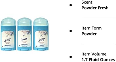 Desodorante Secreto Anti-Perspirante Secreto em Pó Sólido Fresco, Pó fresco, 1,7 onça