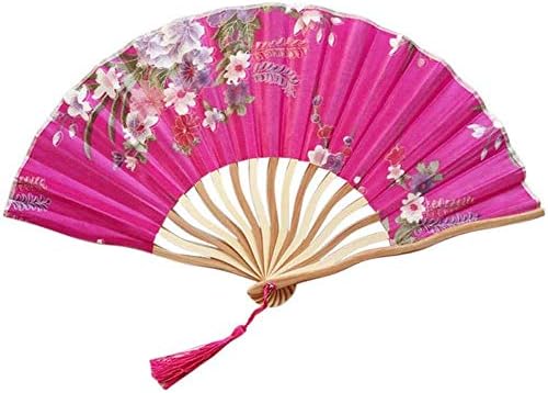 Htllt Fan Fan nos ventiladores de padrão de mão de seda bambu dobrável portátil Film de mão de flor de