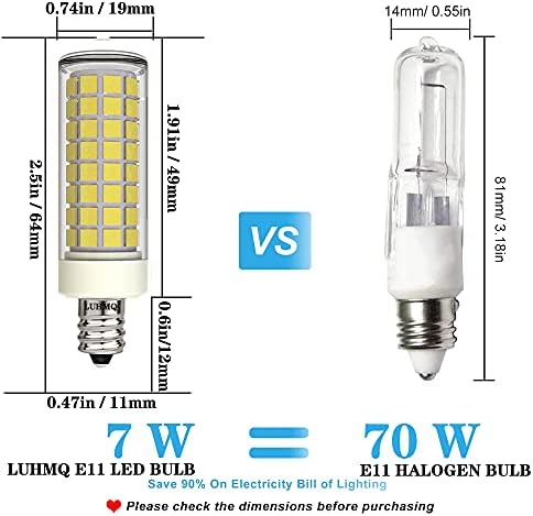 Luhmq 3-Pack E11 Bulbos LED E11 Mini-vela base Base E11 Candeliadores de teto Luz do ventilador JD E11 Bulb 7W