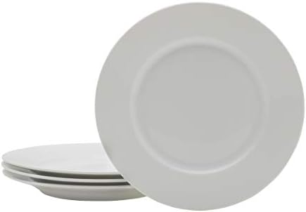 Branco todos os dias de Fitz e Floyd Classic Rim Placas de salada de 8,25 polegadas, conjunto de 4