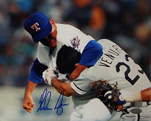 Nolan Ryan assinou o Texas Rangers 8x10 Fighting Ventura Photo- AIV/Ryan Holo *Blue - Fotos autografadas