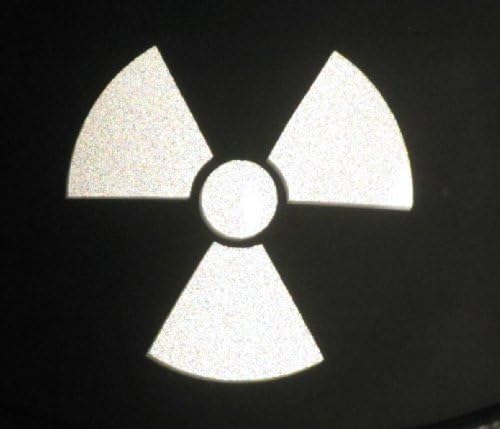 Símbolo radioativo reflexivo - 3 x 2 3/4 Decalque de vinil cortado para capacetes, janelas, carros, caminhões,