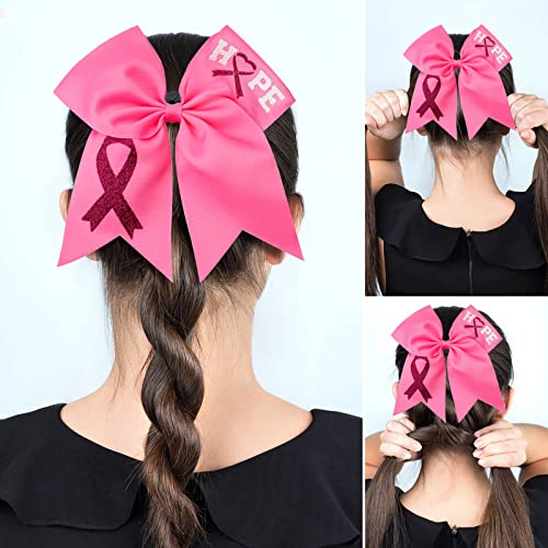 7 Grande conscientização do câncer de mama Cheer arcos de rabo de cavalo arcos de cabelo rosa para