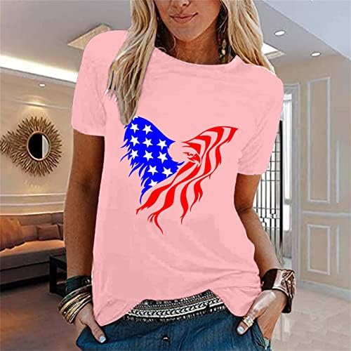 Camisas de manga curta simples para mulheres femininas Casual Independence Day Star Print Shert Athletic Weat
