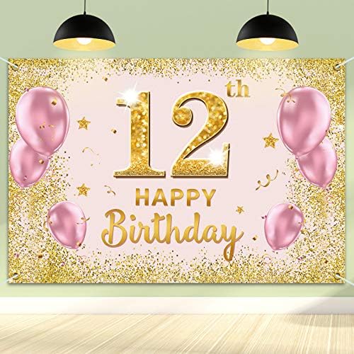 PAKBOOM Feliz Banner de 12º aniversário de 12º aniversário - 12 de festas de festa de festas de