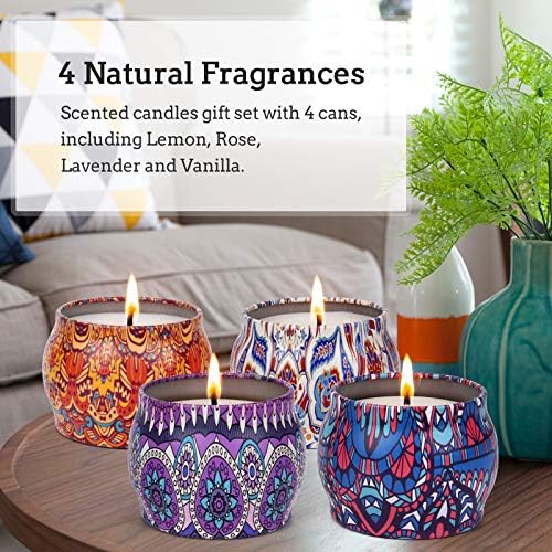 Conjunto de presentes de velas perfumadas 4 velas perfumadas de embalagem 4,4 oz de velas de aromaterapia