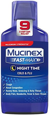 Mucinex fast-max adulto noturno adulto líquido e gripe, 6 onças