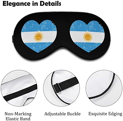Argentina Retro Heart Flag Funny Sleep Máscara de olho macio coberta de olhos com uma sombra noturna de cinta ajustável