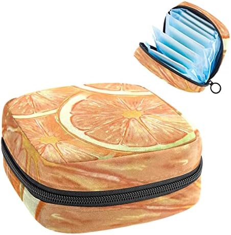 Bolsa de armazenamento de guardanapos sanitários laranja menstrual portátil portátil com zíper para meninas
