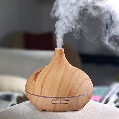 Difusor de óleo essencial de aroma, Joysusie 500ml Wood Wood Grain Ultrassonic Cool Mist Whisper-Quieto