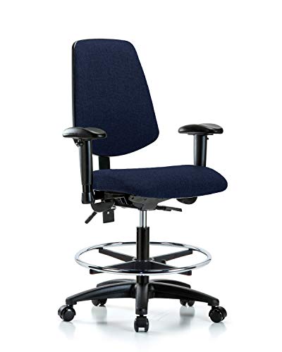 Labtech Seating LT42337 Cadeira de bancada média, tecido, base de nylon de fundo médio - inclinação, braços,