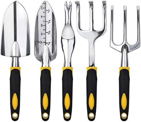 Conjunto de ferramentas de jardim febsnow - 5 peças kit de ferramentas para a mão para jardinagem pesada