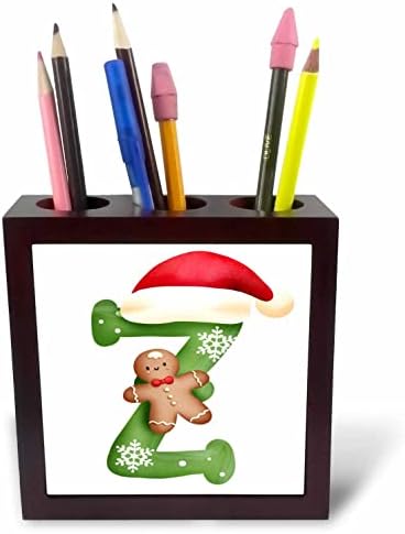3drose fofo natal decorado monograma verde monograma z - portadores de caneta de telha