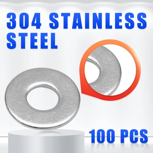 Bivethoi 100 PCs 304 arruelas de aço inoxidável - 5/8 de diâmetro externo, 1,5 mm de espessura -