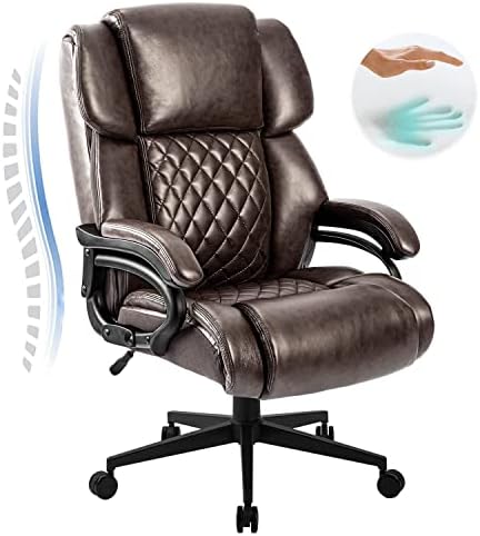 Yi Danica High Back Big & Tall 400lb Cadeira de escritório - Base de metal pesado, ângulo de inclinação ajustável