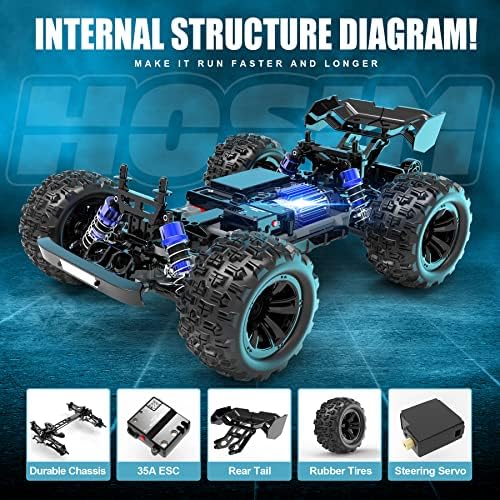 Hosim 1:16 Escala 40+Kph All Terrain RC Car, 4WD Impermeável Toy Electric Toy Off Road RC Monster Truck Vehicle
