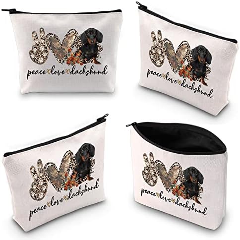 Wzmpa engraçado dachshund bolsa cosmética Dachshund Amante presente Paz amor
