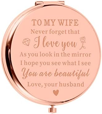 Espelho compacto para sua esposa presentes do marido eu amo vocês presentes para o espelho de