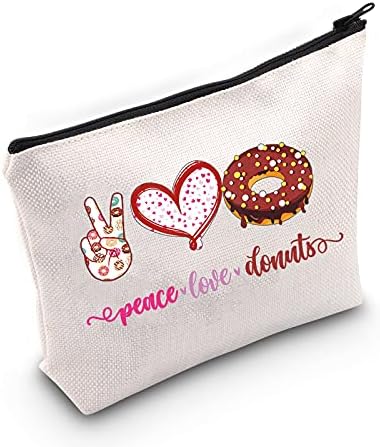 Levlo Funny Donut Cosmetic Bag Donut Amante Presente Paz, amor donuts Makeup Zipper bolsa Bolsa