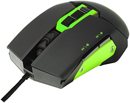 Mouse de jogo à mão esquerda 3200 dpi 9 botões USB PC Computer Notebook Mouse, Black Green